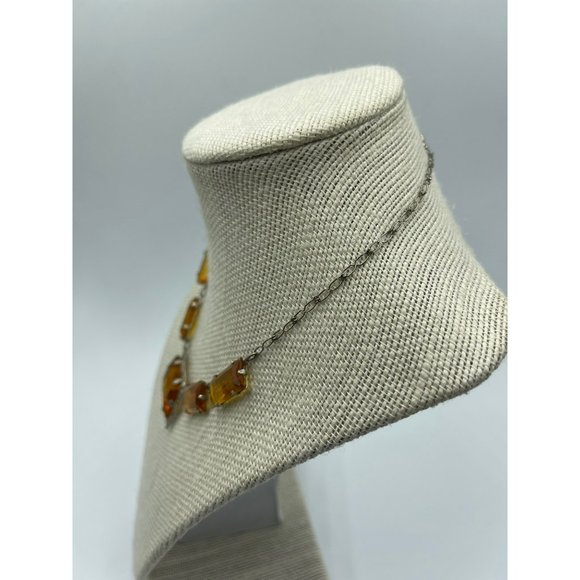 Antique Deco Sterling & Amber Czech Glass Festoon - Picture 5 of 9